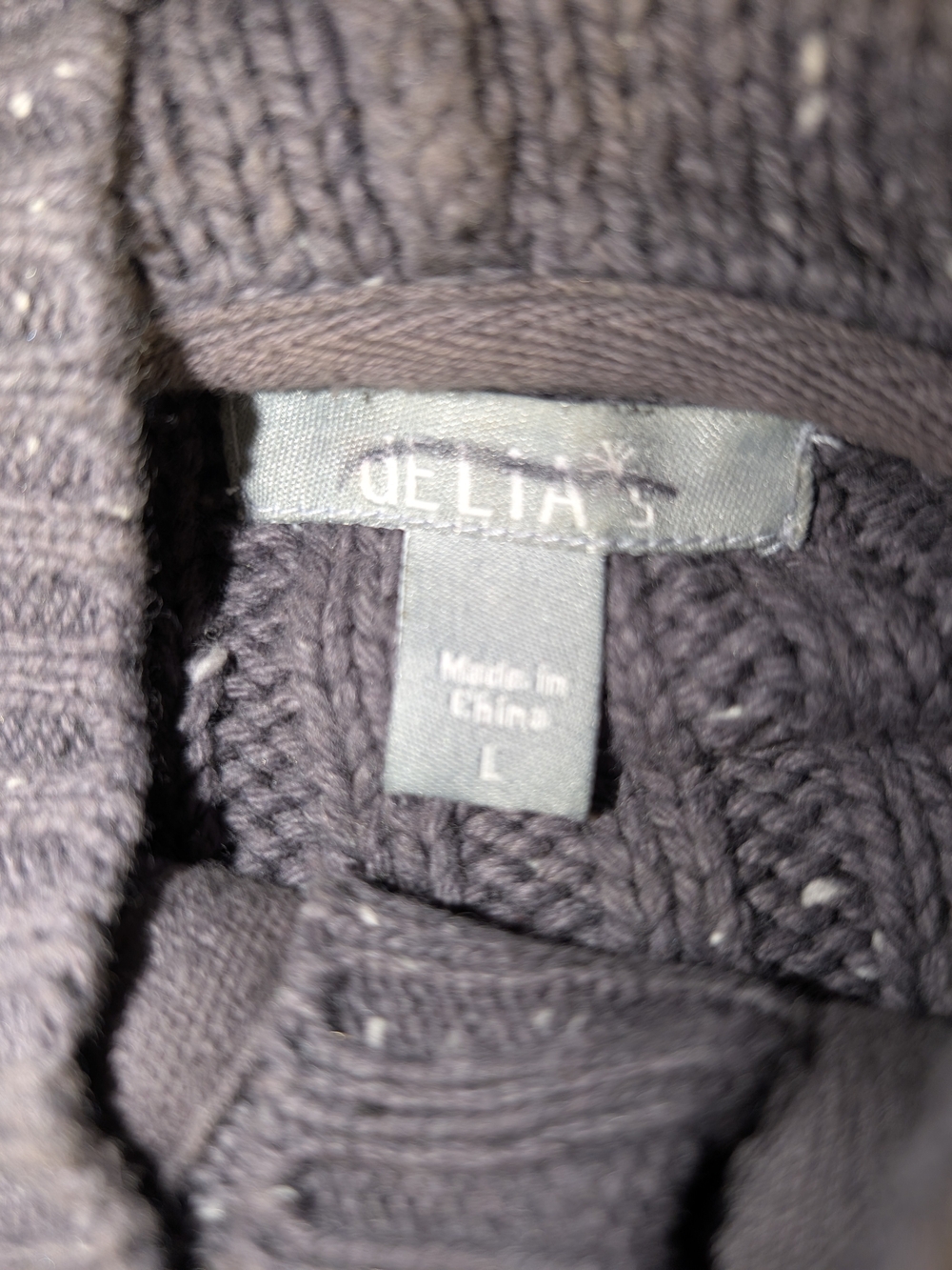 dELiA*s CharcoalGray with Multicolored specks Long-Sleeve Henley Hoodie Sweater - Picture 15 of 15